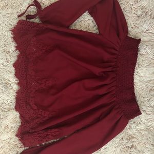 Abercrombie & Fitch off the shoulder burgundy